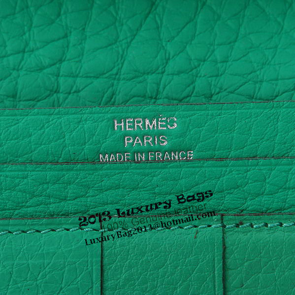 Hermes Bearn Japonaise Bi-Fold Wallet Grainy Leather A208 Light Green