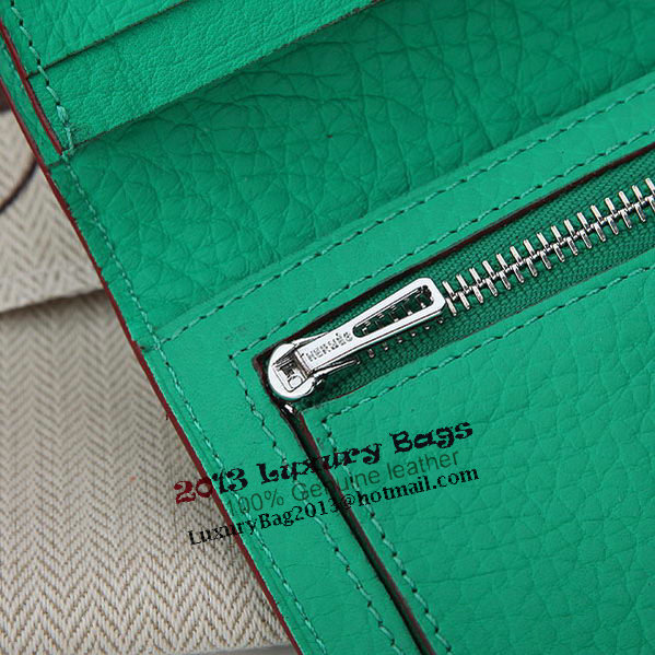 Hermes Bearn Japonaise Bi-Fold Wallet Grainy Leather A208 Light Green