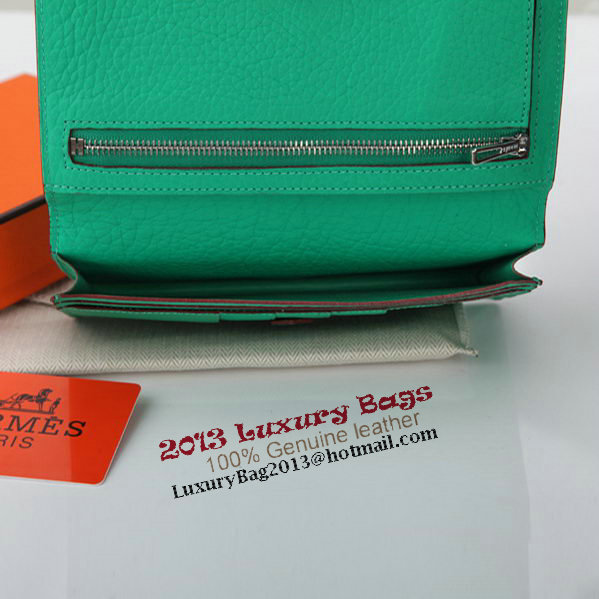 Hermes Bearn Japonaise Bi-Fold Wallet Grainy Leather A208 Light Green