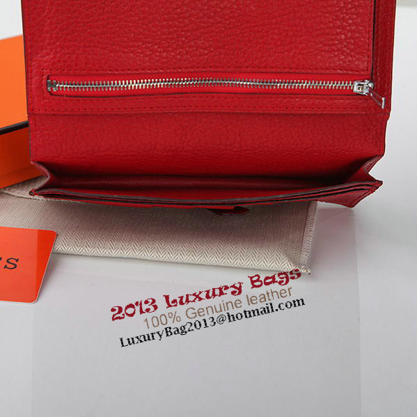 Hermes Bearn Japonaise Bi-Fold Wallet Grainy Leather A208 Red