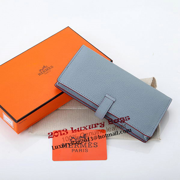 Hermes Bearn Japonaise Bi-Fold Wallet Grainy Leather A208 SkyBlue