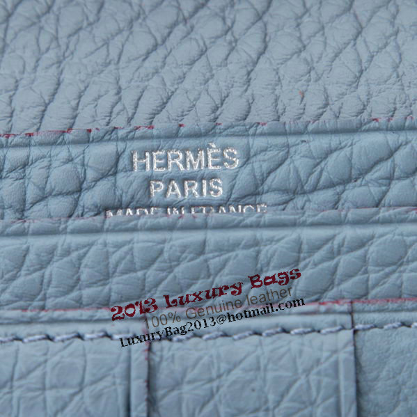 Hermes Bearn Japonaise Bi-Fold Wallet Grainy Leather A208 SkyBlue