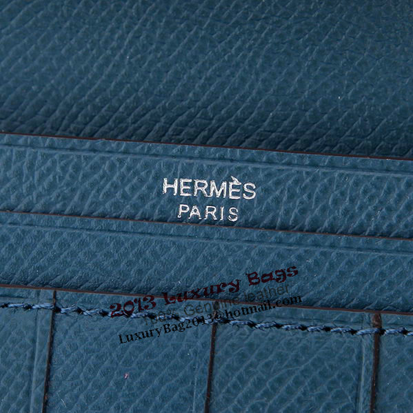 Hermes Bearn Japonaise Bi-Fold Wallet Original Leather A208 Dark Blue