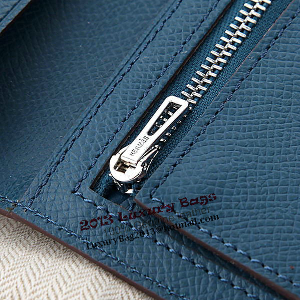 Hermes Bearn Japonaise Bi-Fold Wallet Original Leather A208 Dark Blue