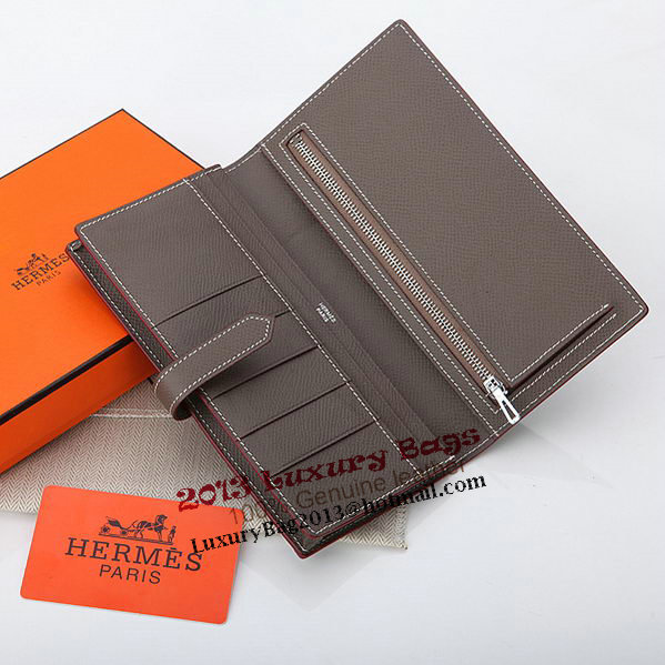 Hermes Bearn Japonaise Bi-Fold Wallet Original Leather A208 Khaki