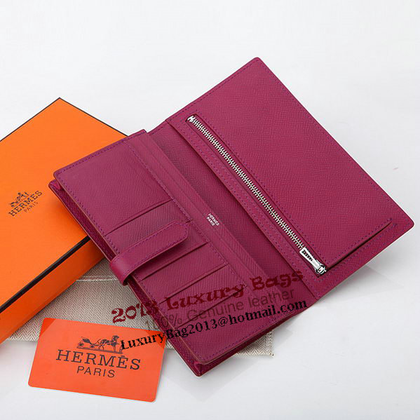 Hermes Bearn Japonaise Bi-Fold Wallet Original Leather A208 Purple