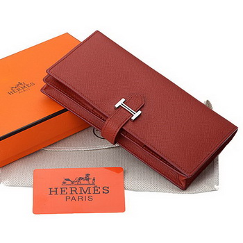 Hermes Bearn Japonaise Bi-Fold Wallet Original Leather A208 Red