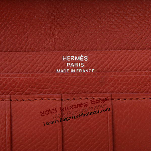 Hermes Bearn Japonaise Bi-Fold Wallet Original Leather A208 Red