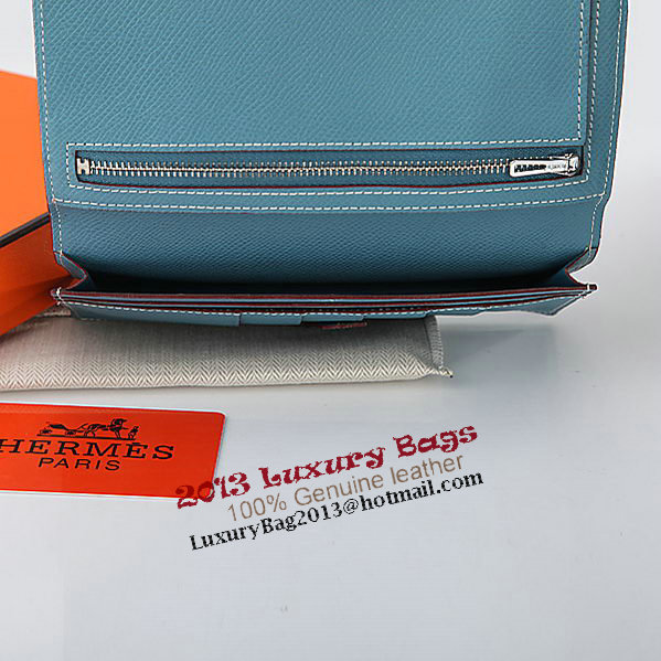 Hermes Bearn Japonaise Bi-Fold Wallet Original Leather A208 SkyBlue