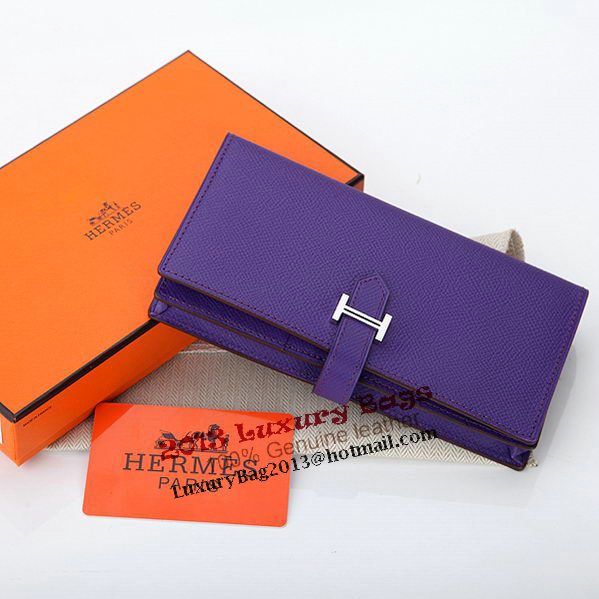 Hermes Bearn Japonaise Bi-Fold Wallet Original Leather A208 Violet