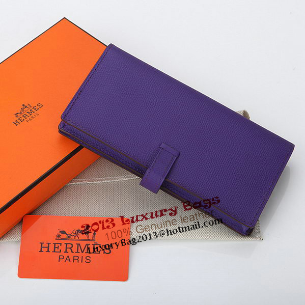 Hermes Bearn Japonaise Bi-Fold Wallet Original Leather A208 Violet