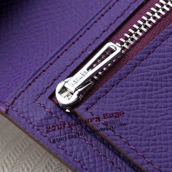 Hermes Bearn Japonaise Bi-Fold Wallet Original Leather A208 Violet