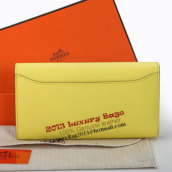 Hermes Constance Long Wallets Original Calfskin Leather A909 Lemon