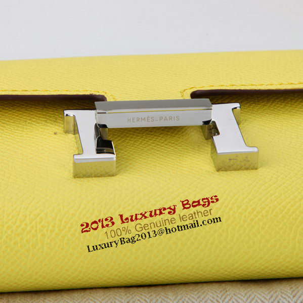 Hermes Constance Long Wallets Original Calfskin Leather A909 Lemon