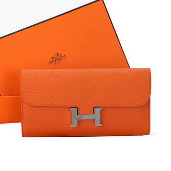 Hermes Constance Long Wallets Original Calfskin Leather A909 Orange