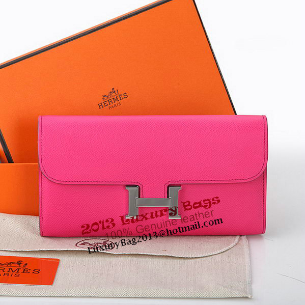 Hermes Constance Long Wallets Original Calfskin Leather A909 Peach