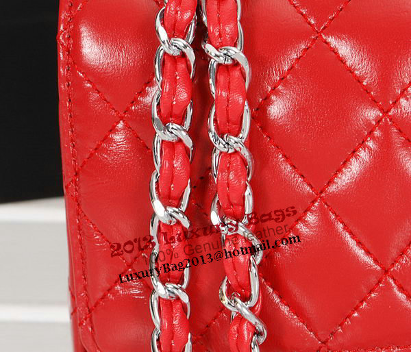 Chanel 2.55 Series Bag 1112 Red Sheepskin Leather Silver