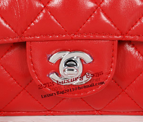 Chanel 2.55 Series Bag 1112 Red Sheepskin Leather Silver