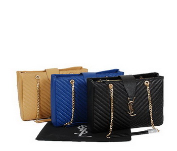 Yves Saint Laurent Classic Monogramme Shopping Bag Y9150 Apricot&Blue&Black