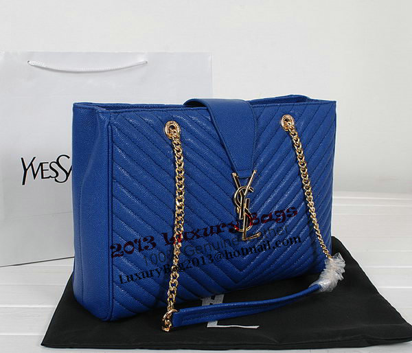 Yves Saint Laurent Classic Monogramme Shopping Bag Y9150 Apricot&Blue&Black