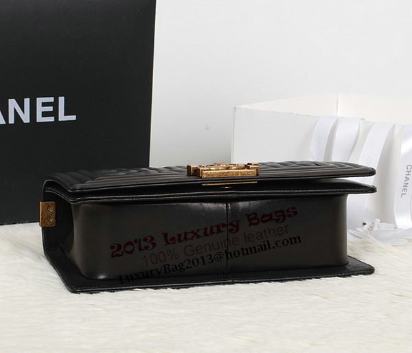 Boy Chanel A67086 Black Flap Shoulder Bag Original Calfskin Leather