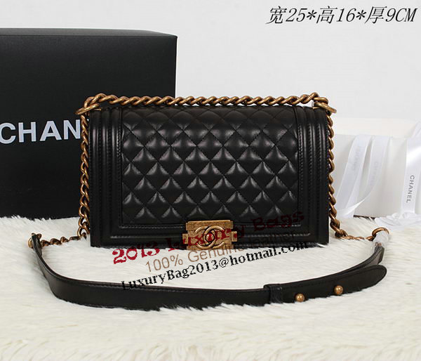 Boy Chanel A67086 Black Flap Shoulder Bag Original Calfskin Leather