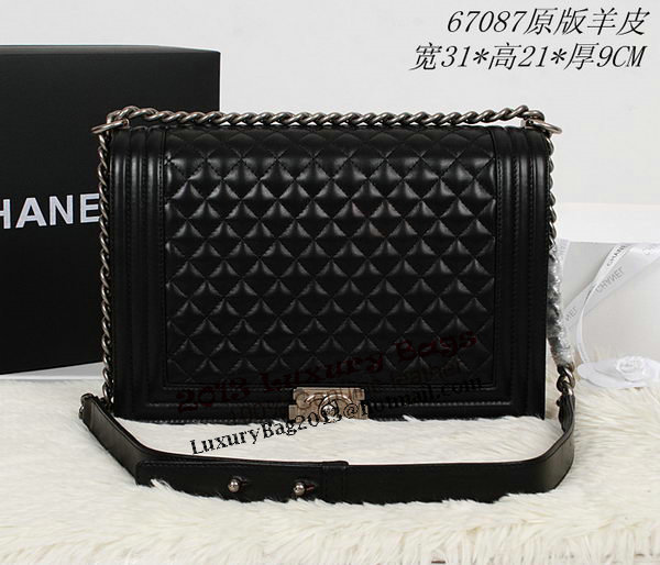 Chanel Boy Flap Shoulder Bag in Black Original Leather A67087 Silver