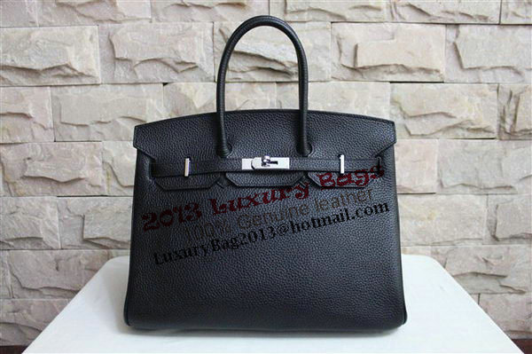 Hermes Birkin 35CM Tote Bag Black&Rose Clemence Leather H35 Silver