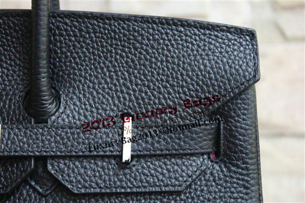 Hermes Birkin 35CM Tote Bag Black&Rose Clemence Leather H35 Silver