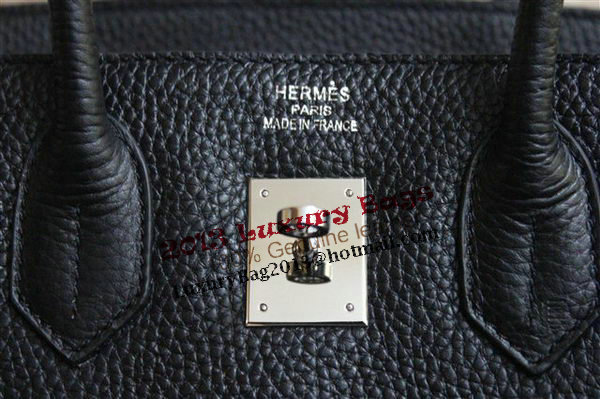 Hermes Birkin 35CM Tote Bag Black&Rose Clemence Leather H35 Silver