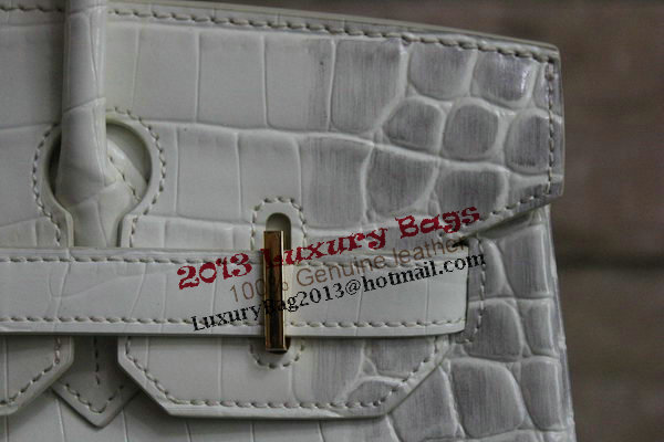 Hermes Birkin 35CM Tote Bag White Croco Leather H35 Gold