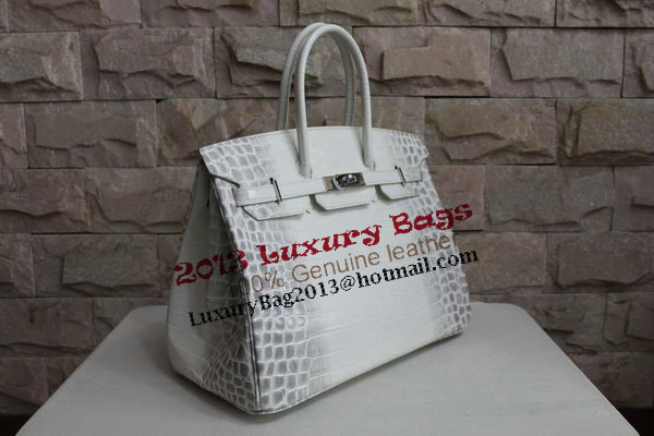 Hermes Birkin 35CM Tote Bag White Croco Leather H35 Silver