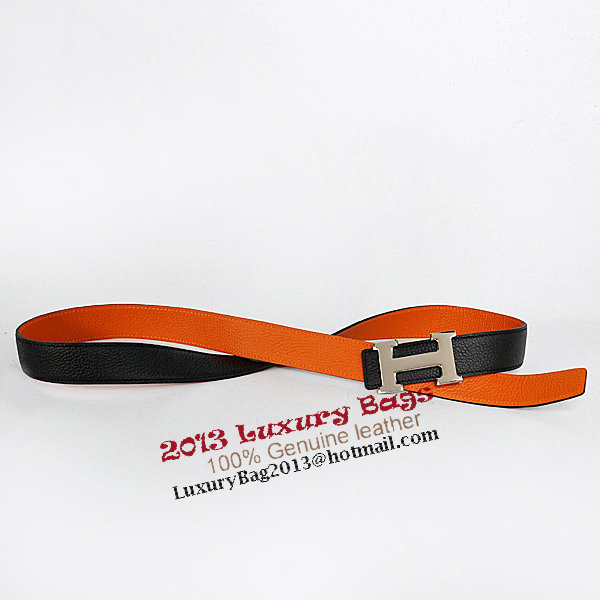 Hermes Black Imported Belt HR1005B Silver