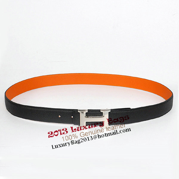 Hermes Black Imported Belt HR1005B Silver