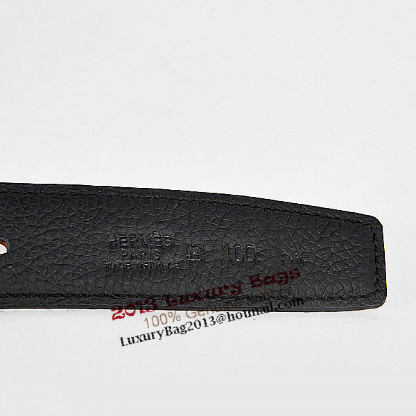 Hermes Black Imported Belt HR1005B Silver