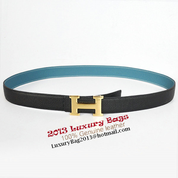 Hermes Bovine Jugular Veins In Blue Belt HR1007A Gold