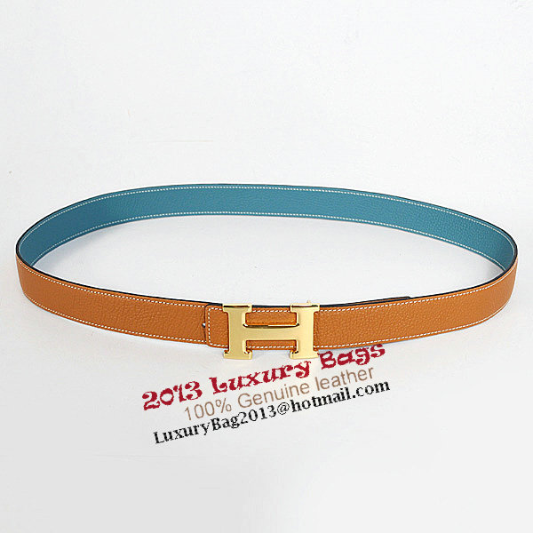 Hermes Bovine Jugular Veins In Blue Belt HR1010A Gold