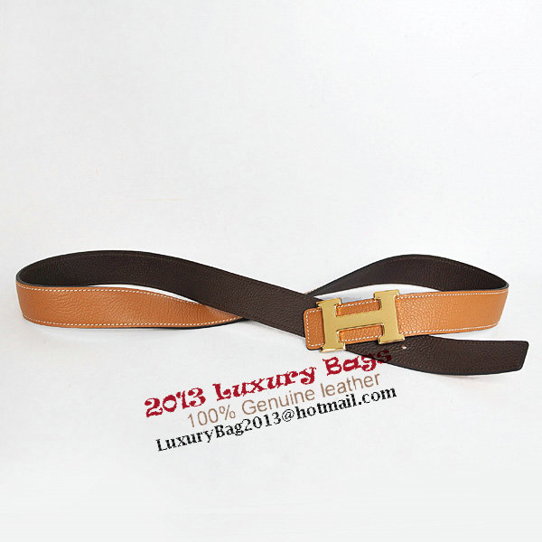 Hermes Dark Brown Bovine Jugular Veins Belt HR1008A Gold