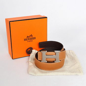 Hermes Dark Brown Bovine Jugular Veins Belt HR1008B Silver