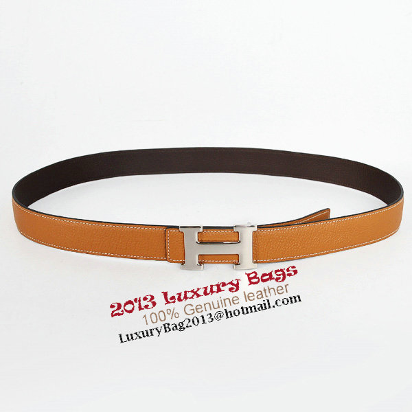 Hermes Dark Brown Bovine Jugular Veins Belt HR1008B Silver