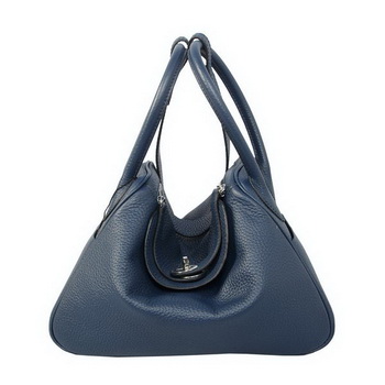 Hermes Lindy 30CM Dark Blue Grainy Leather Havanne Shoulder Bag