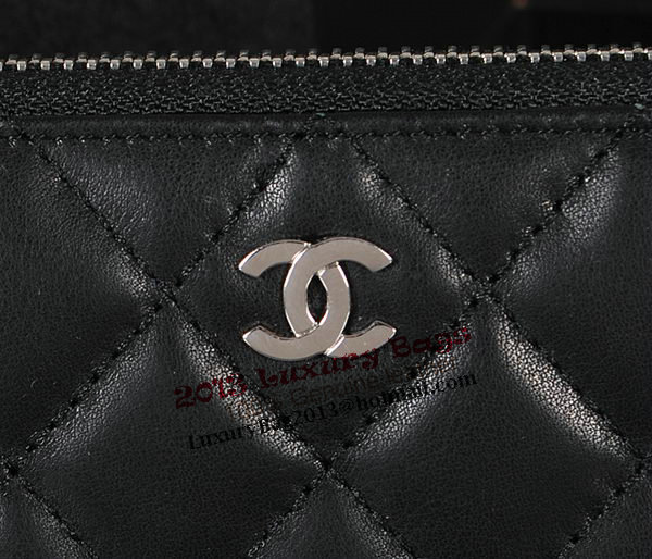 Chanel Matelasse Original Leather Zip Around Wallet A48982 Black