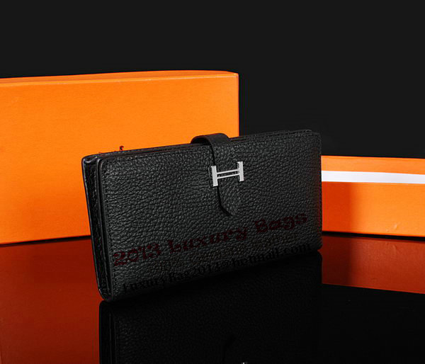 Hermes Bearn Japonaise Bi-Fold Wallet Original Leather A1018 Black