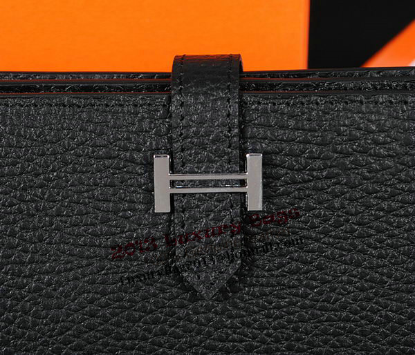 Hermes Bearn Japonaise Bi-Fold Wallet Original Leather A1018 Black