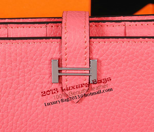 Hermes Bearn Japonaise Bi-Fold Wallet Original Leather A1018 Pink