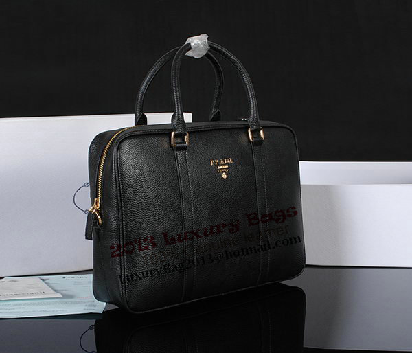 Prada Grainy Calf Leather Briefcase 80661 Black