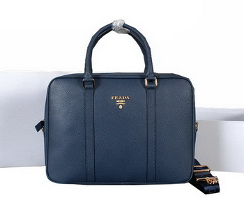 Prada Grainy Calf Leather Briefcase 80661 Blue