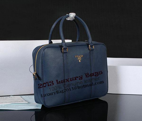 Prada Grainy Calf Leather Briefcase 80661 Blue