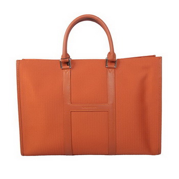 Hermes Mens Briefcase Canvas & Leather H1691 Orange