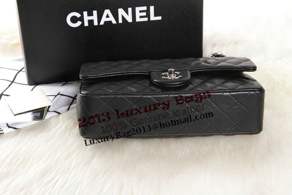 Chanel 2.55 Series Black Original Leather Classic Flap Bag A01112 Silver